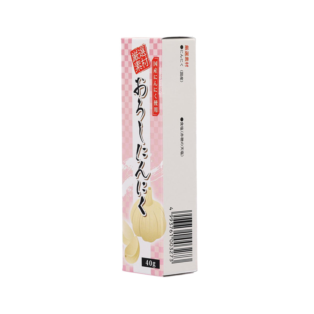 Garlic paste packet side view with barcode and 40 g label