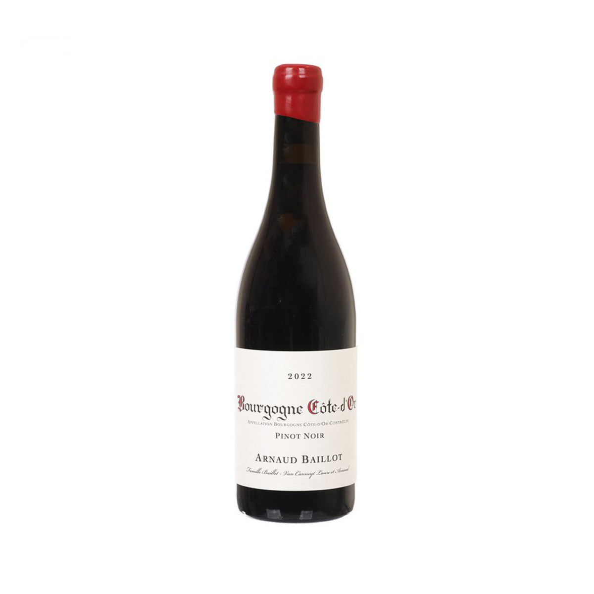 ARNAUD BAILLOT Pinot Noir red wine bottle, 2022, Burgundy label