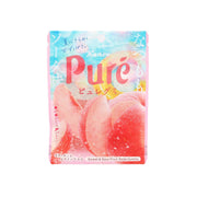 KANRO Pure gummy peach soda pouch, pink gummies shown on blue-and-pink front