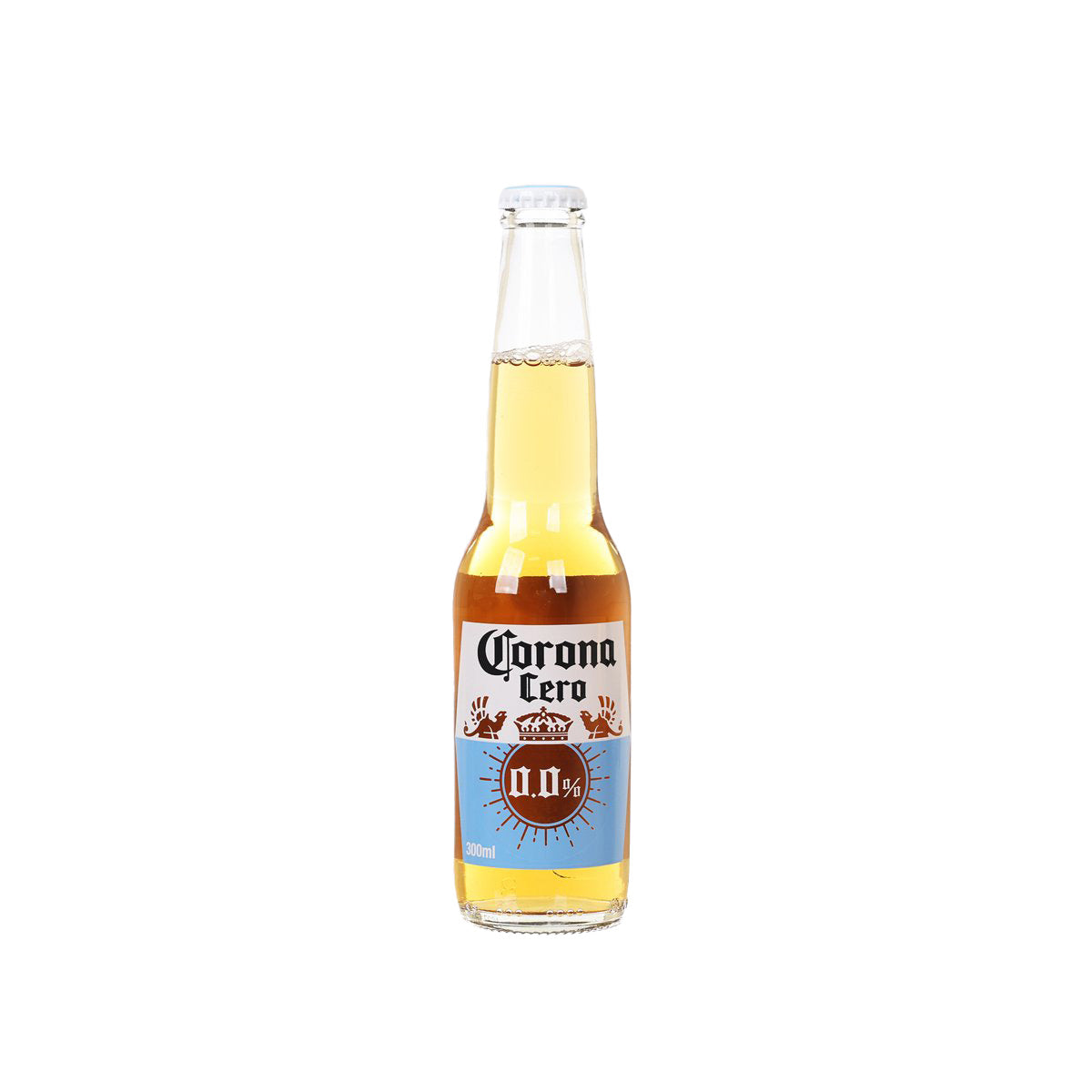 CORONA Cero alcohol-free beer bottle, amber beer, front label, 330 mL