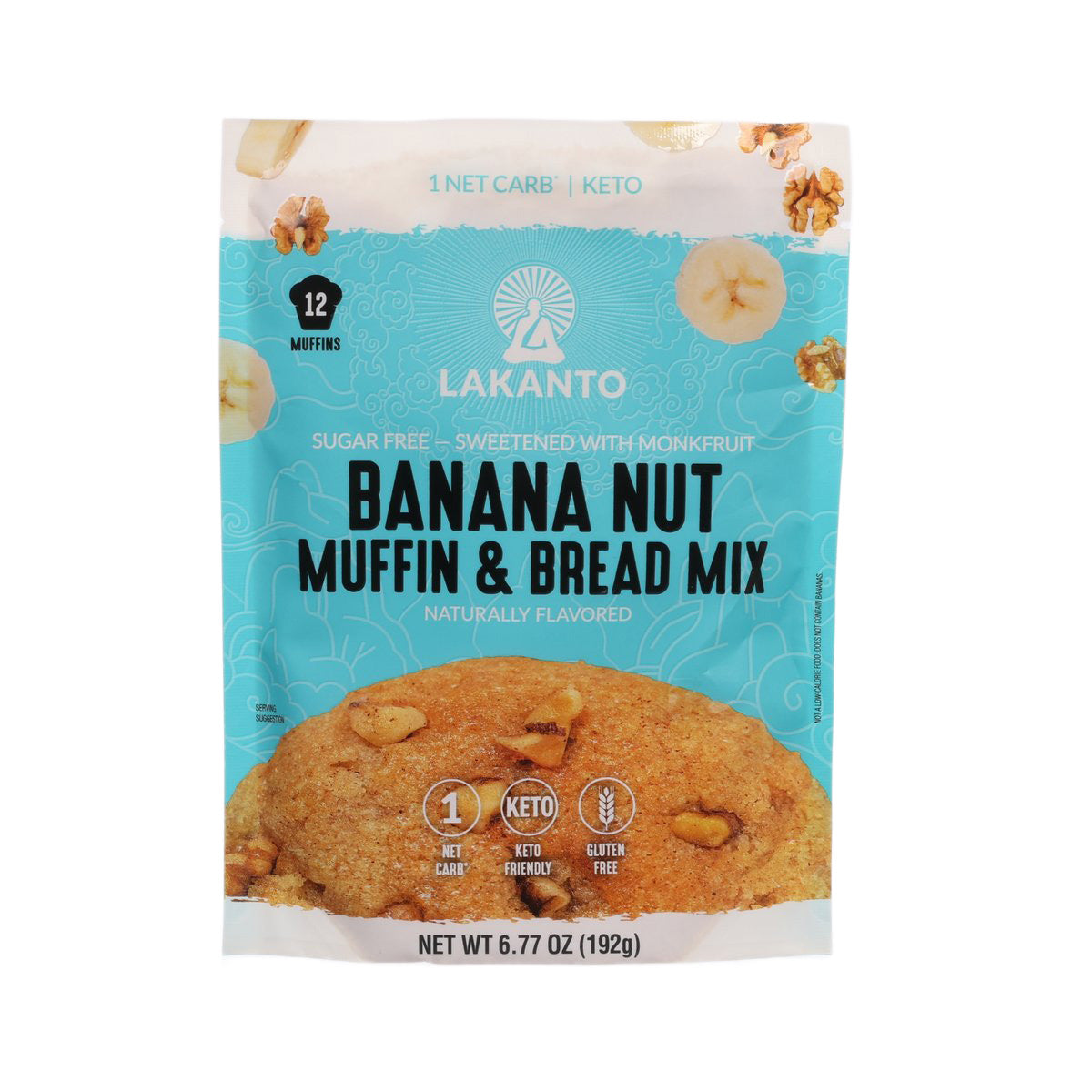 Keto banana nut muffin & bread mix pouch with LAKANTO front label