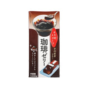 Coffee jelly package, brown carton with dessert illustration and 1030g label