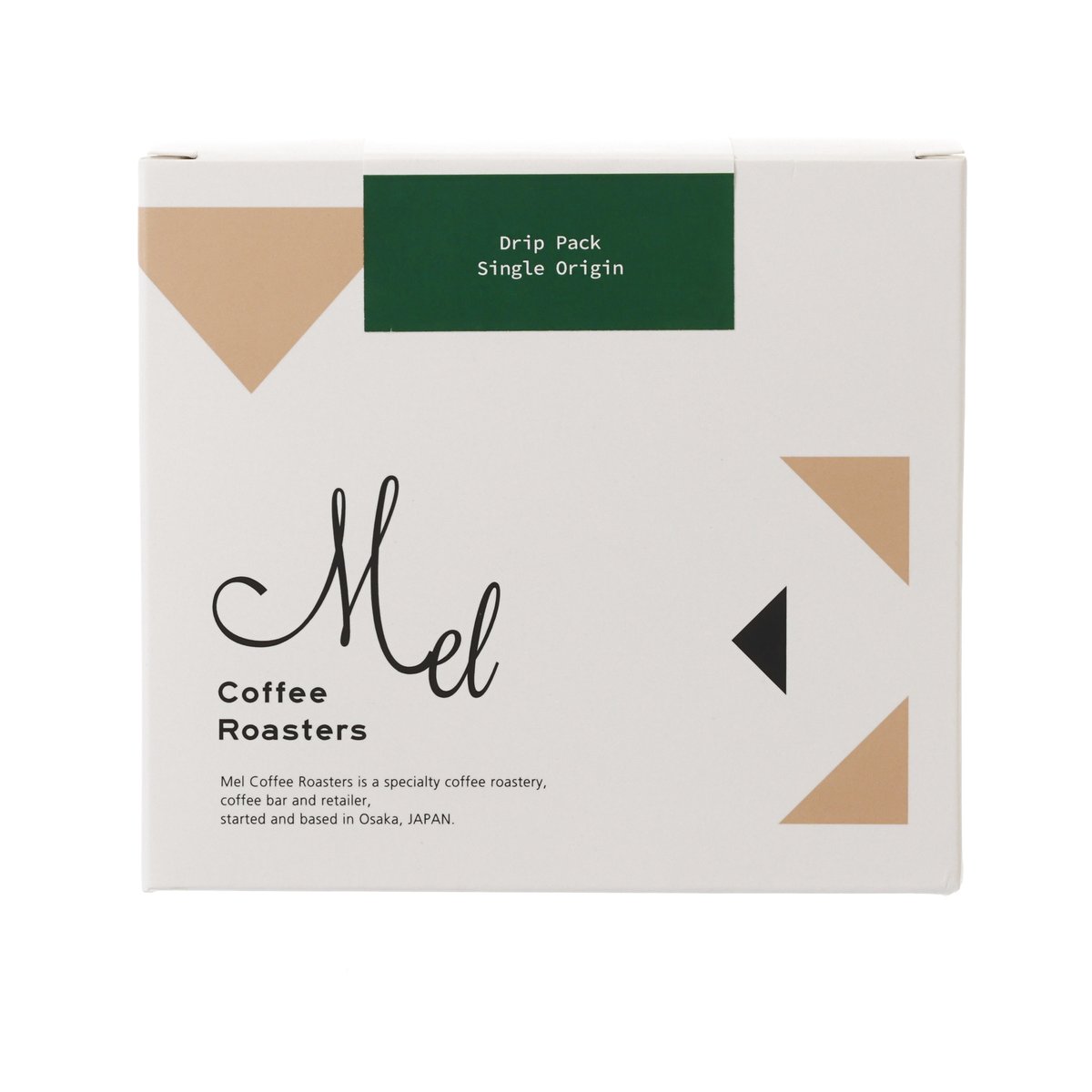 MEL Coffee Roasters drip pack box with green single-origin label