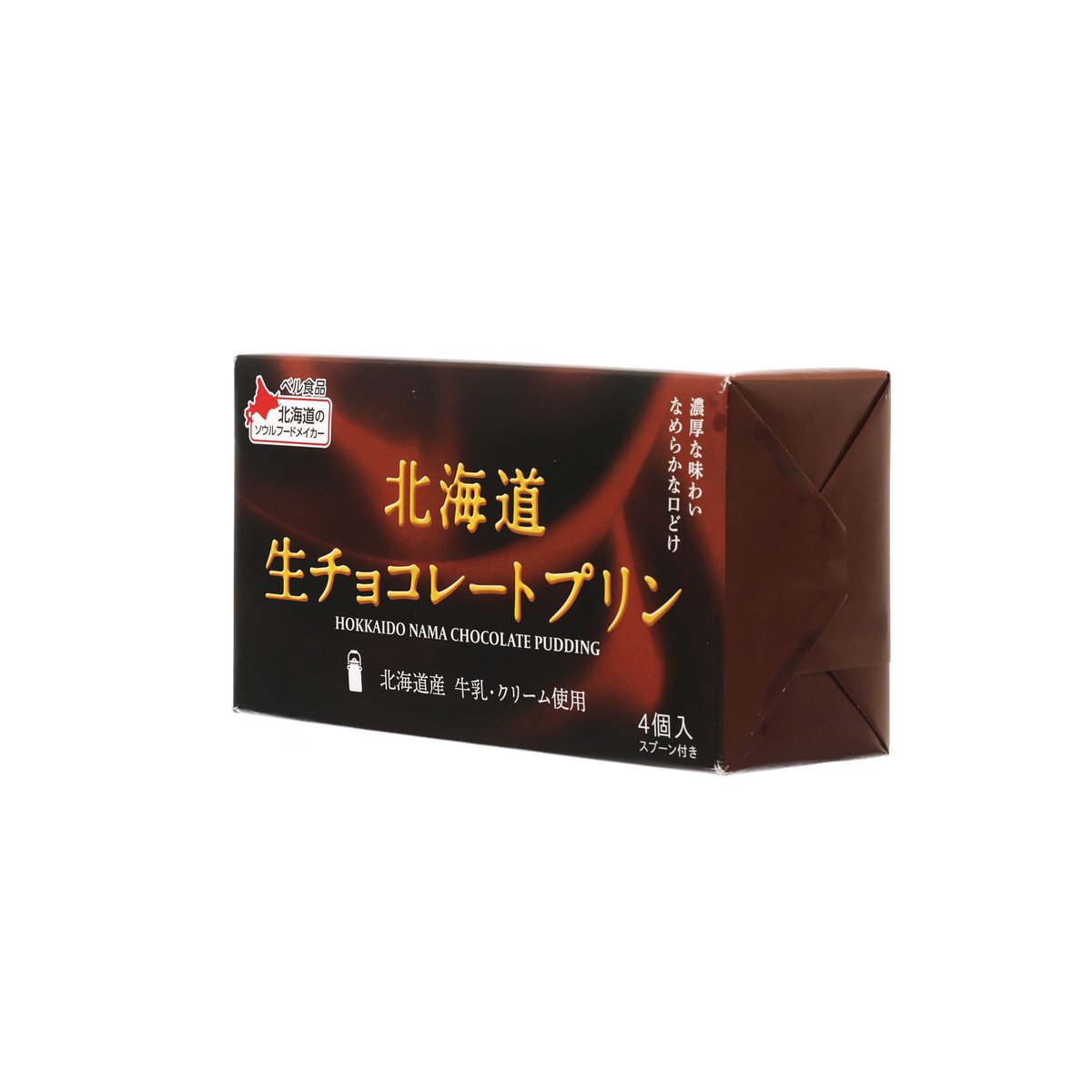Hokkaido nama chocolate pudding box front, 4-pack