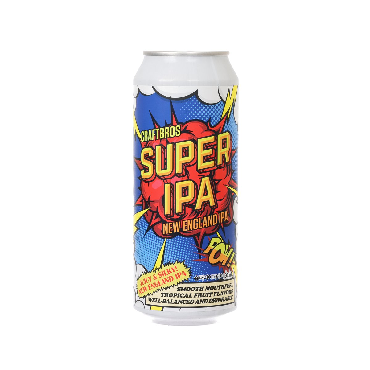 CRAFTBROS Super New England IPA beer can, blue and red label, 500 mL