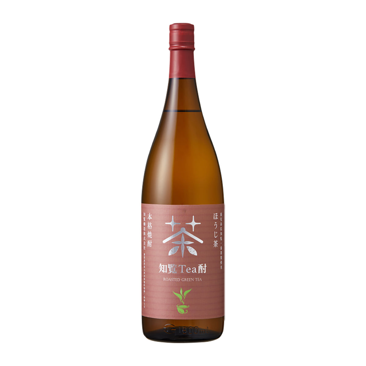 CHIRAN tea-chu hojicha shochu bottle, red cap and amber glass, 1800 mL