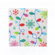 Holiday luncheon napkin, white with colorful snowflakes and ornaments, 16-pack