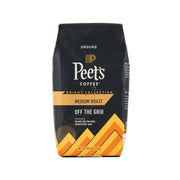 Medium roast ground coffee bag, black with yellow orange graphics and PEET'S branding