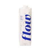 1L alkaline spring water carton with blue FLOW logo and capped spout