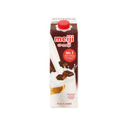 Chocolate milk beverage carton with red cap and meiji CP-meiji front branding