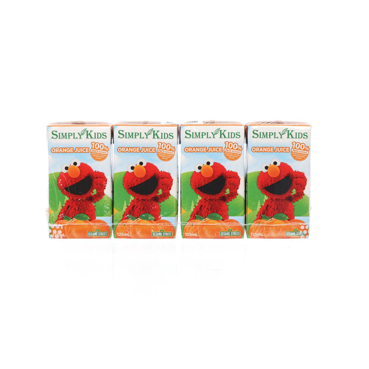 SimplyKids orange juice carton multipack, 4 x 125 mL, kid-friendly 100% juice