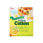 Cream Collon lemon cream snack bag in yellow box packaging