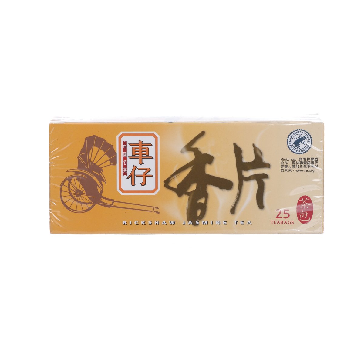 RICKSHAW jasmine tea teabags box, 25-count, tan with Chinese lettering