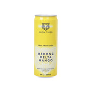 NEON TIGER mango real fruit soda can, 330 mL, yellow with tiger logo