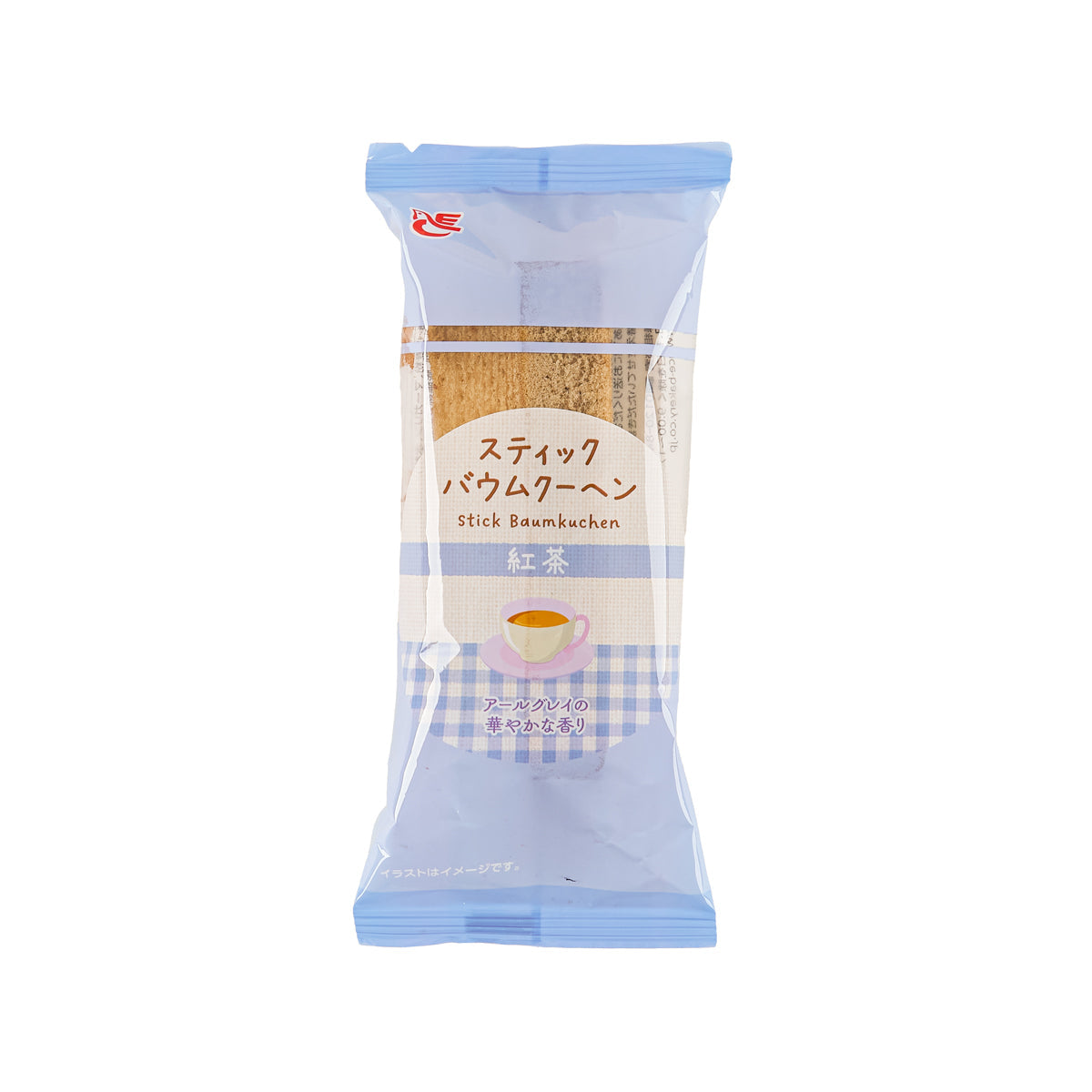 Black tea stick Baumkuchen cookie in blue-foil single pack