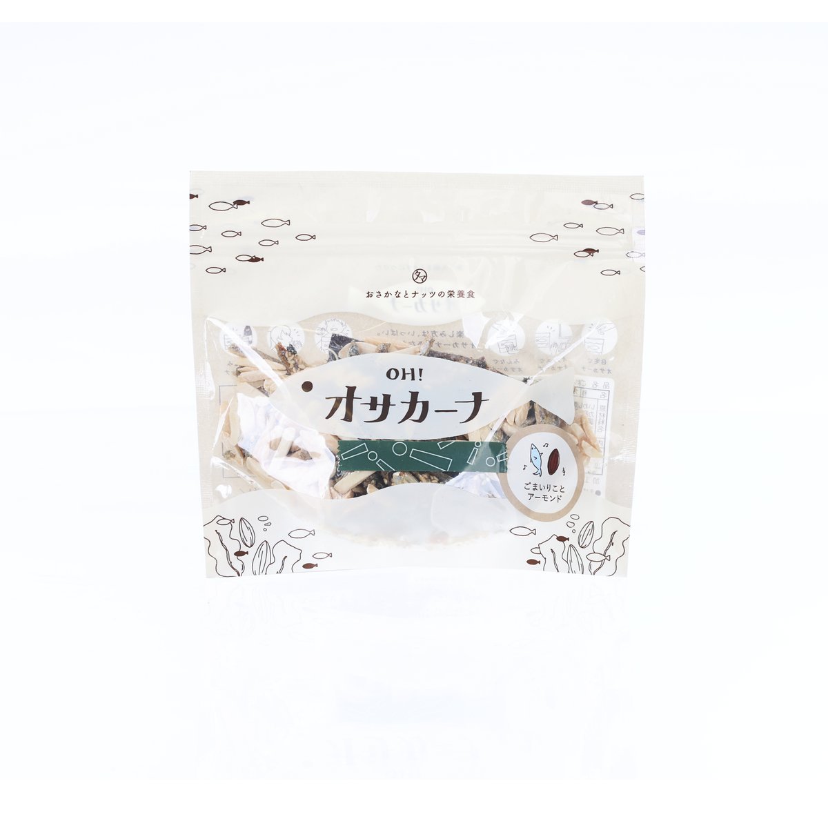 KYUNAN dried sesame sardine & almond snack pouch, sealed kraft bag