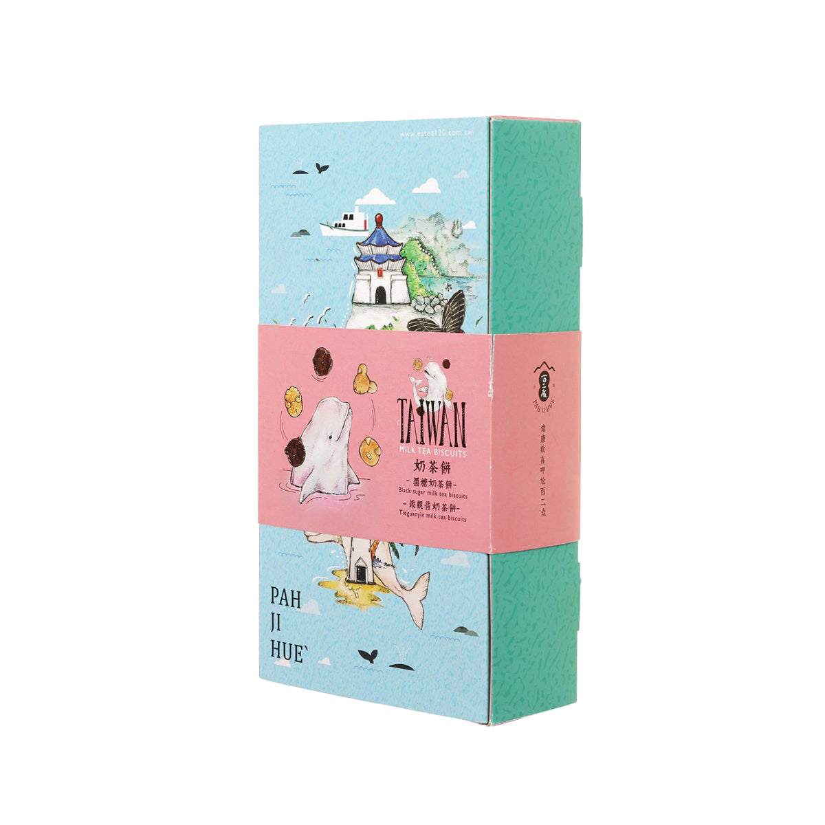 Taiwan milk tea biscuit box showing front and side with Taiwan graphic