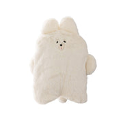 Cream rabbit-shaped compact blanket with plush face and rounded ears