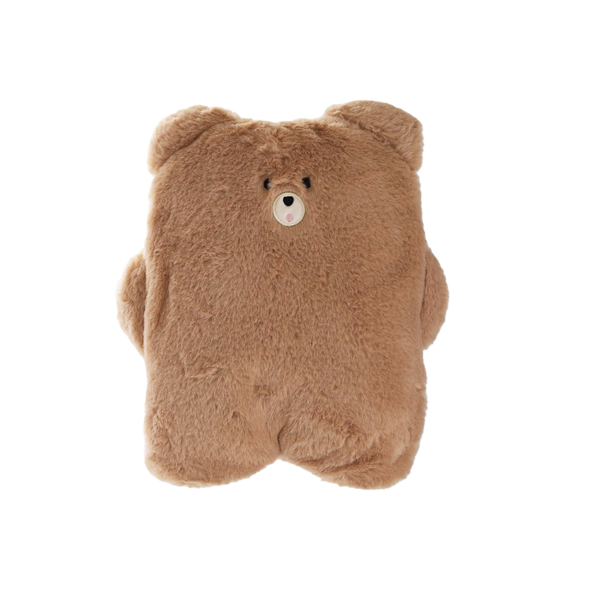 Brown bear-shaped compact blanket with cute stitched face
