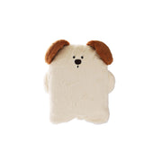 Bear-shaped plush compact blanket, white body with brown ears