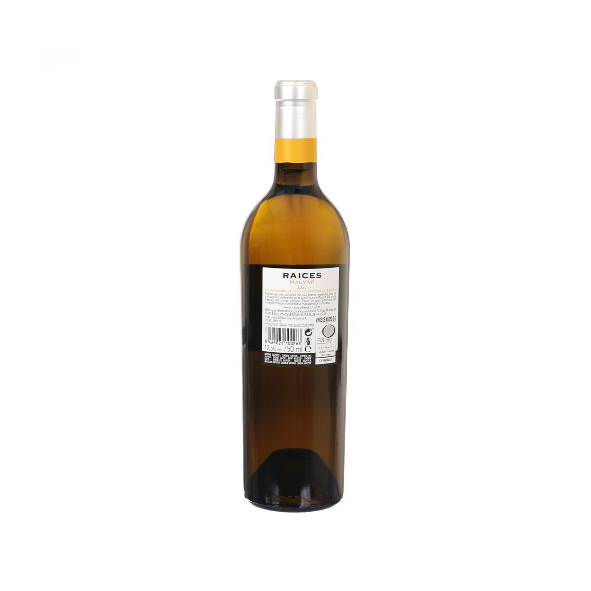 RAICES Malvar 2024 wine bottle with back label, 750ml