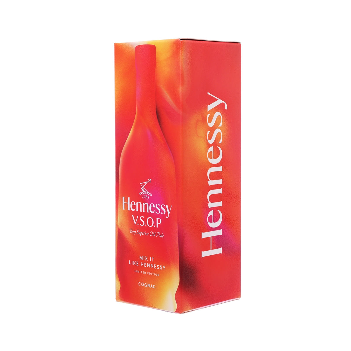 Hennessy VSOP cognac box with large vertical Hennessy text