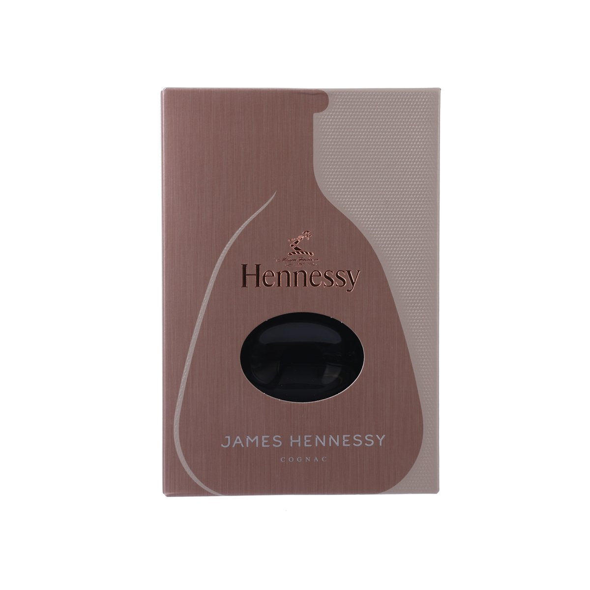 Hennessy James Hennessy cognac gift box front with black bottle window