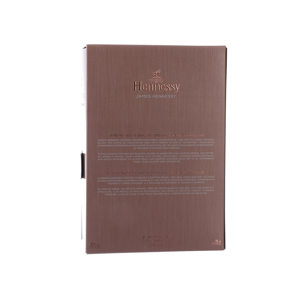 Hennessy James Hennessy cognac gift box back with printed details