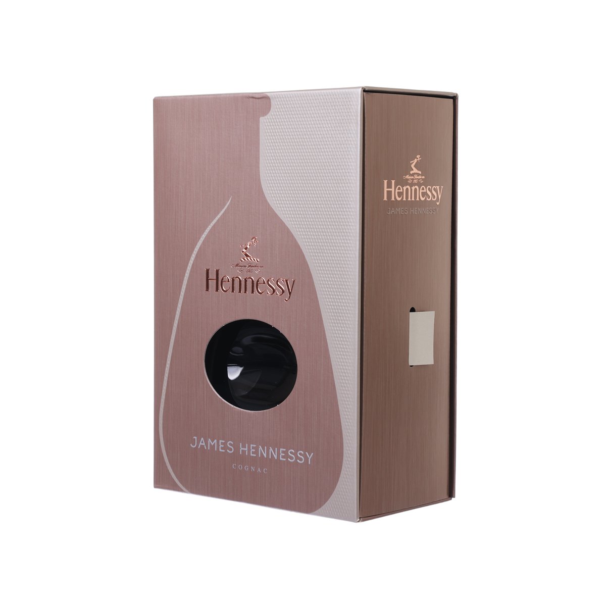 Hennessy James Hennessy cognac gift box, front panel with black bottle window