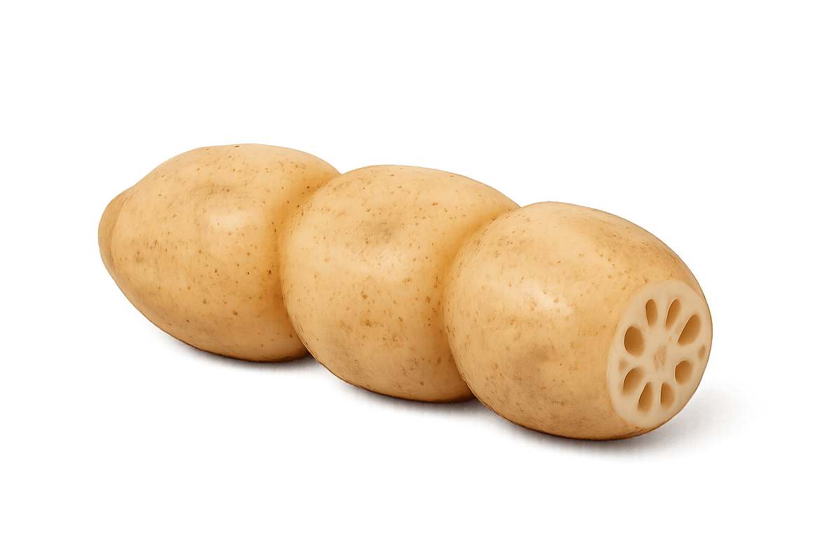 Chinese lotus root, sliced segments with hollow end