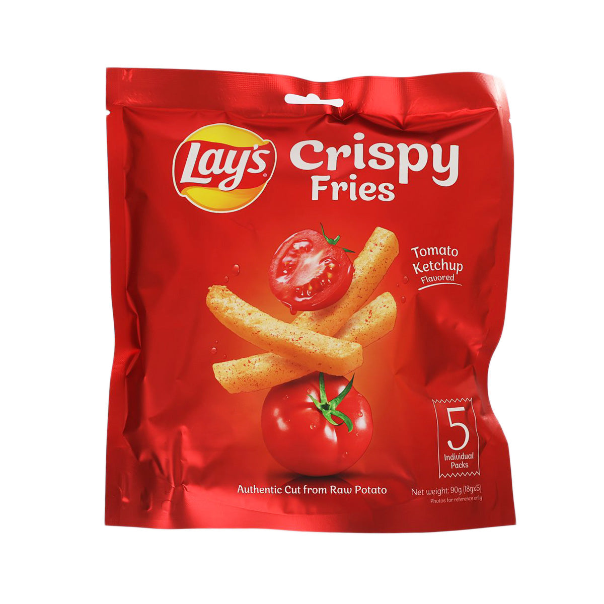 Lay's Crispy Fries tomato ketchup flavor potato snack in red 90g bag