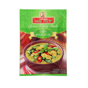 Green curry paste pouch with MAE PLOY branding, 50g, front view.