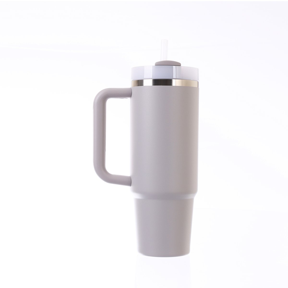 STANLEY 30oz vacuum tumbler in ash gray, side handle with straw lid