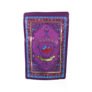 YOKOICHOCO silk chocolate raspberry pouch with purple front and floral frame