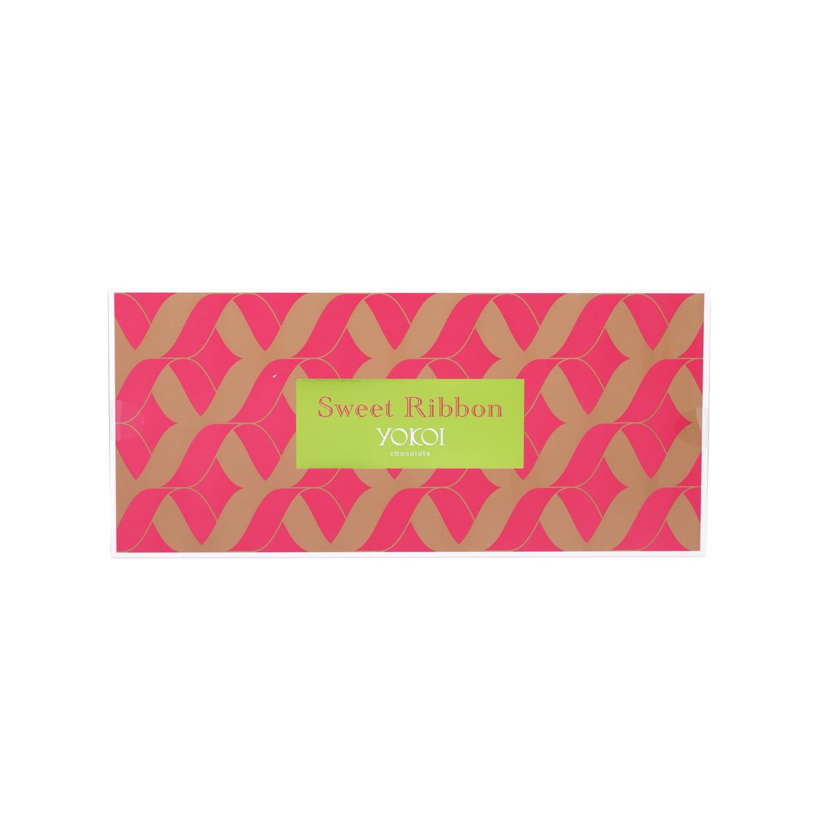 Sweet Ribbon chocolate box, YOKOI logo on front panel with ribbon pattern