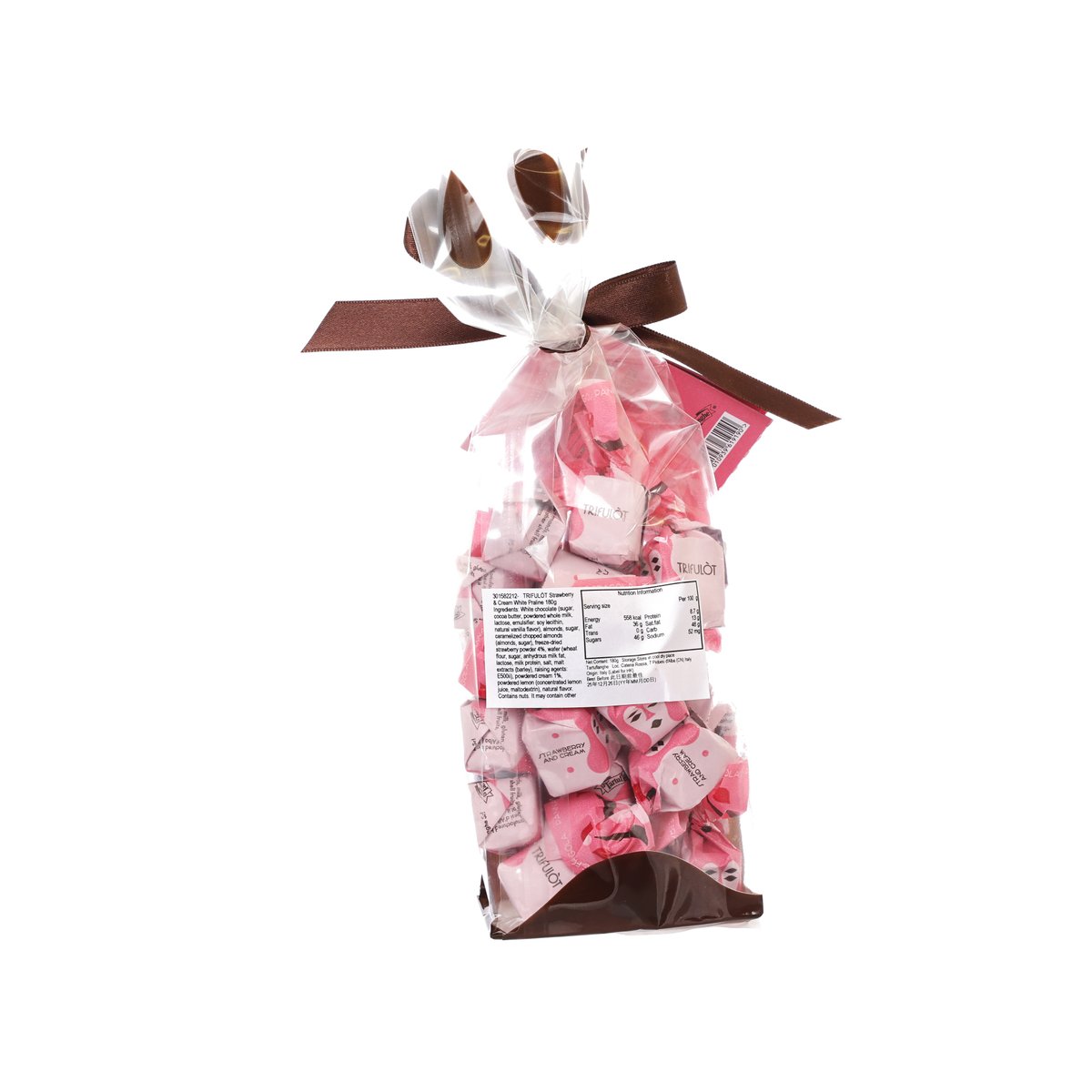 TRIFULÒT strawberry and cream white pralines in a gift bag, 180g