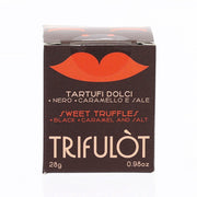 TRIFULÒT mini assorted pralines cube box, black, caramel and salt, 28g