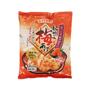 Honda plum fried rice crackers (45 g) in orange bag with plum flavor graphics