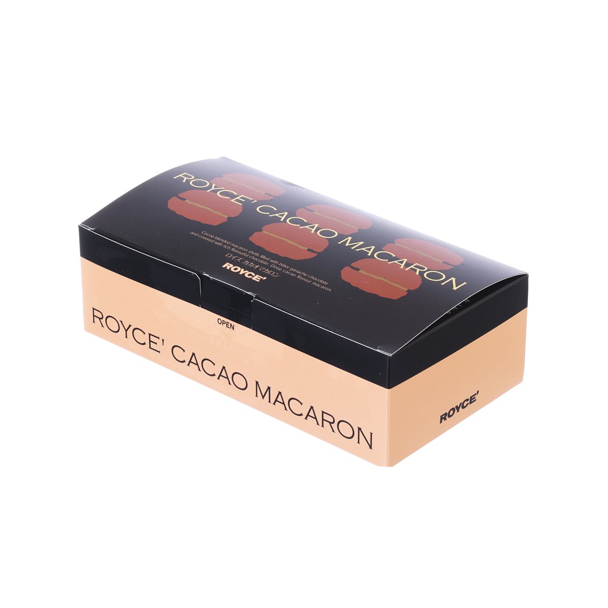 ROYCE' Cacao Macaron 6-piece gift box, black lid with beige sides