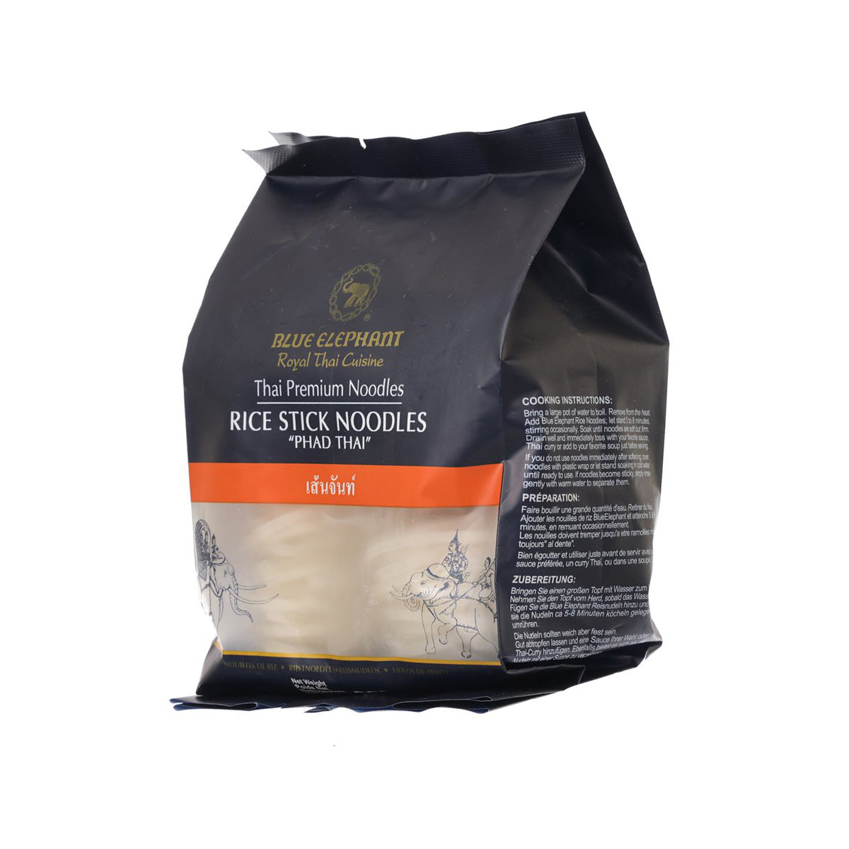 Rice stick noodle pouch with Phad Thai label, Blue Elephant 200g
