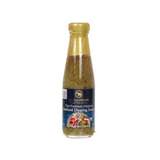 Blue Elephant Thai seafood dipping sauce bottle, 190 mL, glass with gold cap