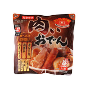 KANETETSU meat oden pouch, front view with oden and sauce graphics
