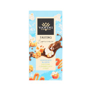 VANINI milk chocolate bar wrapper with tasting design and caramel roasted corn