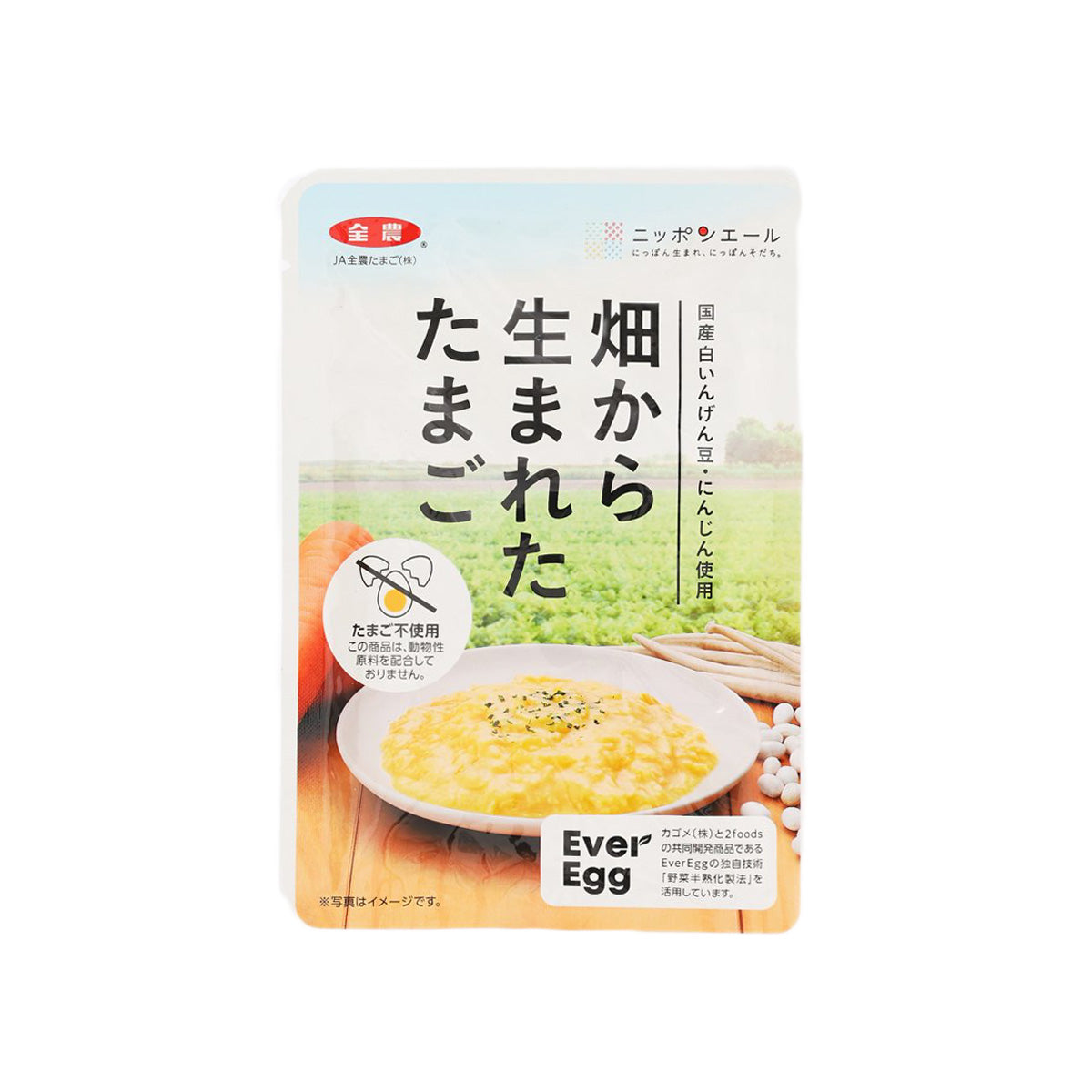 Plant-based scrambled egg paste pouch with egg-and-soybean illustration, 60 g