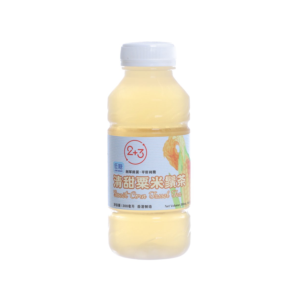 2+3 sweet corn tassel tea bottle, PET 300 mL, pale yellow drink