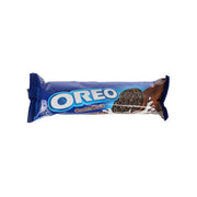 OREO chocolate sandwich cookies with cream, packaged snack bag, front view
