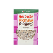 Deluxe muesli bag, 330 g, purple-and-green striped front with logo