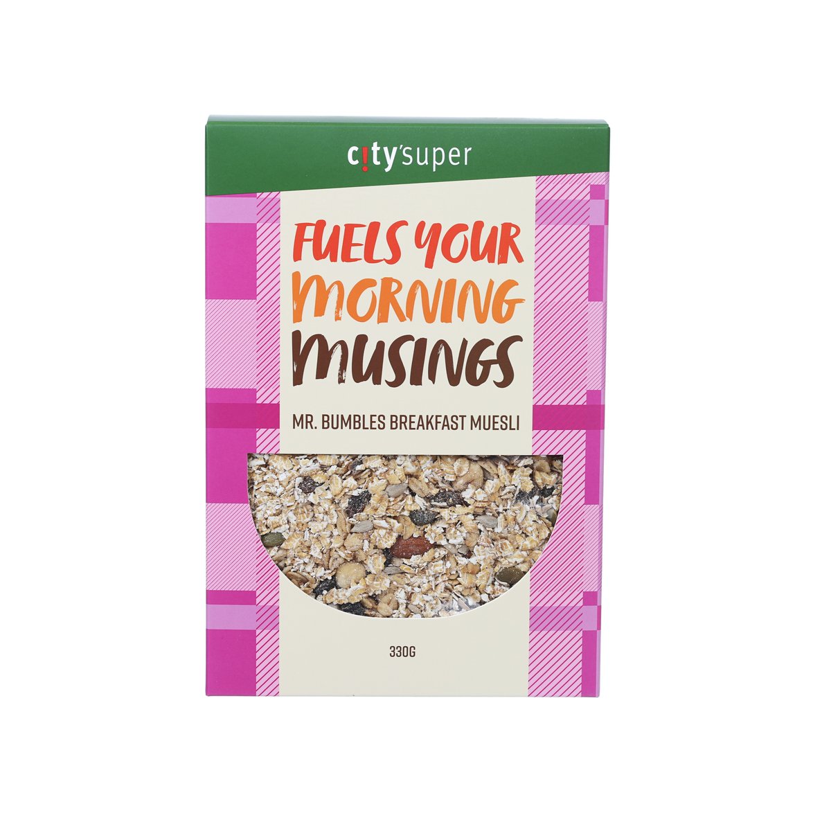 Breakfast muesli pouch, 330 g, with front serving window