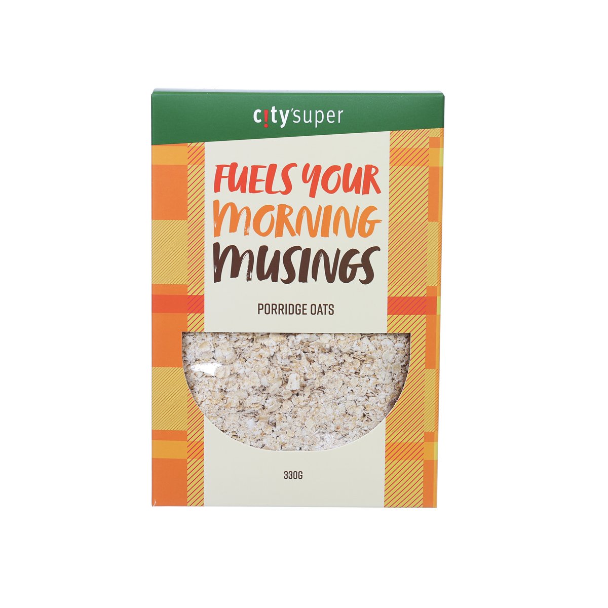 CITYSUPER porridge oats box, 330 g, instant oatmeal, plaid design
