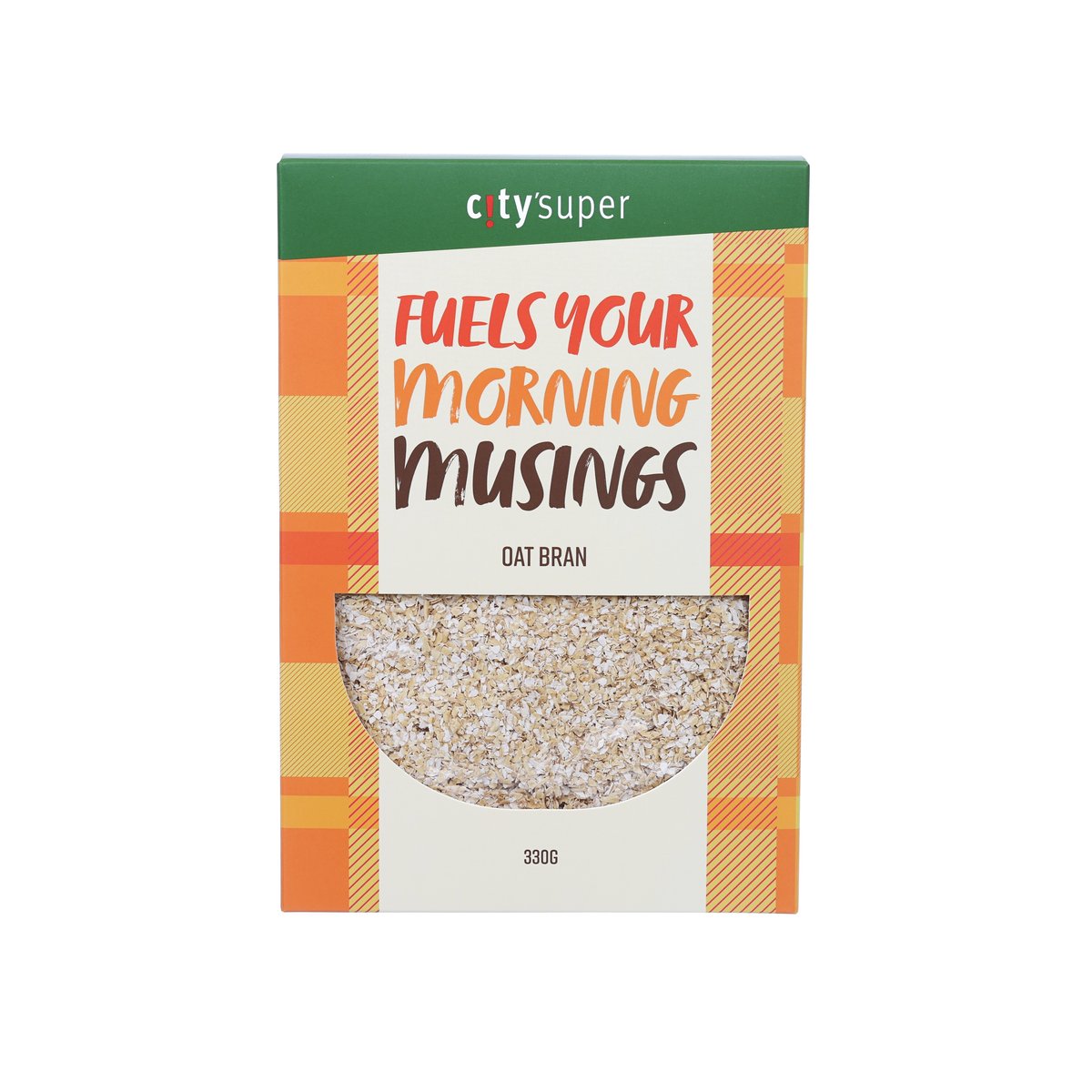 CITYSUPER oat bran box, orange plaid design, 330 g net weight